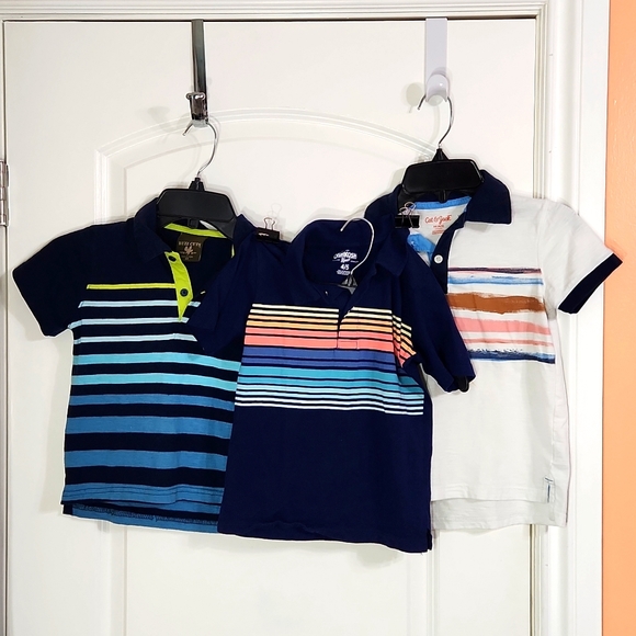 5/$25🌴Lot of 3 Collard Short Sleeve Navy Striped XS Boys Shirts - Picture 1 of 17